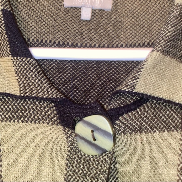 Habitat Knit Button Cardigan Black & Green Buffalo Plaid Long Sleeve Size Large - Picture 7 of 16